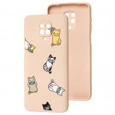 Чехол для Xiaomi Redmi Note 9s/9 Pro Wave Fancy cats with a mask / pink sand