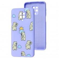 Чехол для Xiaomi Redmi Note 9s/9 Pro Wave Fancy cute bears / light purple