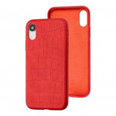 Чохол для iPhone Xr Leather croco full червоний