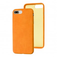 Чехол для iPhone 7 Plus / 8 Plus Leather croco full желтый