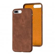 Чехол для iPhone 7 Plus / 8 Plus Leather croco full коричневый