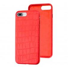 Чехол для iPhone 7 Plus / 8 Plus Leather croco full красный