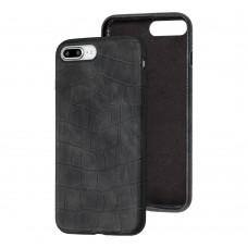Чохол для iPhone 7 Plus / 8 Plus Leather croco full чорний