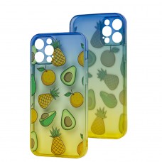 Чехол для iPhone 12 Pro Wave Sweet blue/ yellow/avocado