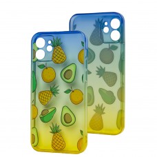 Чехол для iPhone 12 Wave Sweet blue/ yellow/avocado