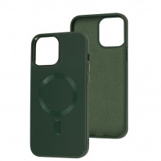 Чохол для iPhone 13 Pro Max Bonbon Leather Metal MagSafe pine green