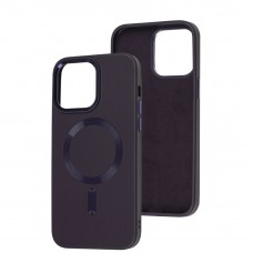 Чохол для iPhone 14 Pro Max Bonbon Leather Metal MagSafe dark purple