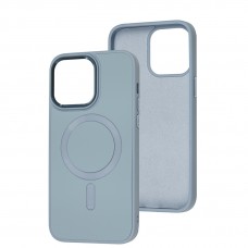 Чехол для iPhone 14 Pro Max Bonbon Leather Metal MagSafe mist blue