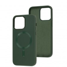 Чохол для iPhone 14 Pro Max Bonbon Leather Metal MagSafe pine green