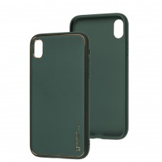 Чехол для iPhone Xr Leather Xshield army green