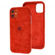 Чехол для iPhone 11 Alcantara 360 красный