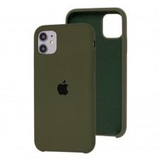 Чехол Silicone для iPhone 11 case dark olive 