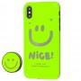 Чохол для iPhone X / Xs Nice smile popsocket салатовий