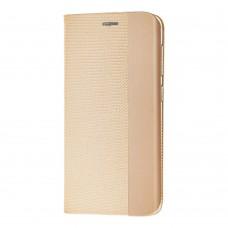 Чехол книжка для Samsung Galaxy A50 / A50s / A30s Premium HD золотистый