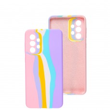 Чохол для Samsung Galaxy A33 5G Silicone Full rainbow рожевий/бузковий