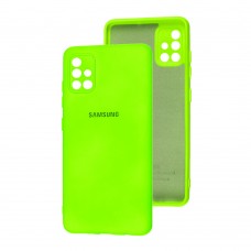 Чохол для Samsung Galaxy A51 (A515) Silicone Full camera салатовий / neon green