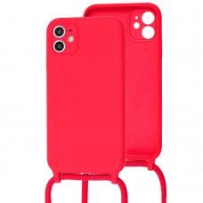 Чохол для iPhone 11 Lanyard with logo rose red