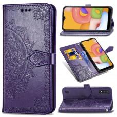 Чохол книжка для Samsung Galaxy A01 (A015) "Art з візитницею" фіолетовий