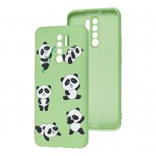 Чехол для Xiaomi Redmi 9 Wave Fancy funny panda / mint gum