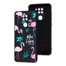 Чехол для Xiaomi Redmi Note 9 Wave Fancy flamingo / black