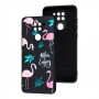 Чехол для Xiaomi Redmi Note 9 Wave Fancy flamingo / black