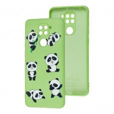 Чехол для Xiaomi Redmi Note 9 Wave Fancy funny panda / mint gum