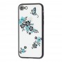 Чехол Luoya для iPhone 7 / 8 New soft touch бабочки черно голубой