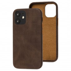Чехол для iPhone 12 / 12 Pro Leather croco full brown
