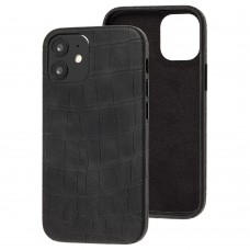 Чохол для iPhone 12 / 12 Pro Leather croco full black