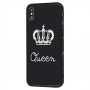 Чехол для iPhone Xs Max HQ glass "королева" черный
