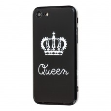 Чехол HQ для iPhone 7 / 8 glass "королева" черный