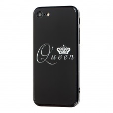 Чехол HQ для iPhone 7 / 8 glass "королева 01" черный
