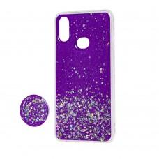 Чехол для Samsung Galaxy A10s (A107) блестки + popsocket "фиолетовый II"