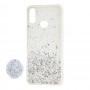 Чехол для Samsung Galaxy A10s (A107) блестки + popsocket "белый"