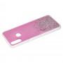 Чехол для Samsung Galaxy A10s (A107) блестки + popsocket "светло-розовый"