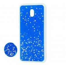 Чохол для Xiaomi Redmi 8A Acrylic блискітки + popsocket синій
