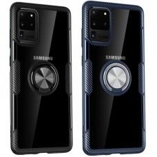 Чехол для Samsung Galaxy S20 Ultra (G988) Deen CrystalRing с кольцом черный   