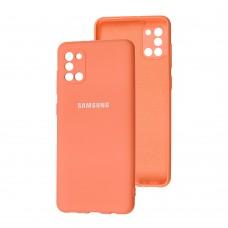 Чехол для Samsung Galaxy A31 (A315) Lime silicon с микрофиброй оранжевый