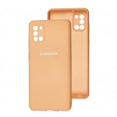Чехол для Samsung Galaxy A31 (A315) Lime silicon с микрофиброй розовый