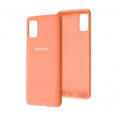 Чехол для Samsung Galaxy A51 (A515) Lime silicon с микрофиброй оранжевый