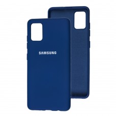 Чехол для Samsung Galaxy A51 (A515) Lime silicon с микрофиброй синий (blue)
