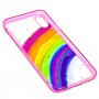 Чехол для iPhone X / Xs Colorful Rainbow розовый