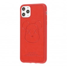 Чехол для iPhone 11 Pro Kaws leather красный