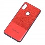 Чохол для Xiaomi Redmi Note 6 Pro Leather + блискітки червоний