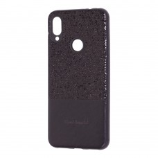 Чехол для Xiaomi Redmi Note 7 Leather + блестки черный