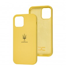 Чохол для iPhone 12 / 12 Pro Silicone Full Тризуб жовтий