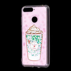 Чехол для Huawei Y6 Prime 2018 Блестки вода светло-розовый "мороженое"