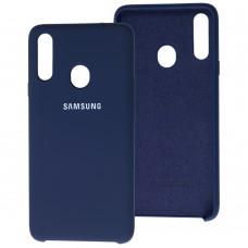 Чехол для Samsung Galaxy A20s (A207) Silky Soft Touch "темно-синий"