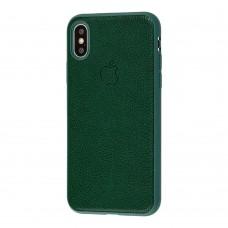 Чехол для iPhone X / Xs Leather cover зеленый