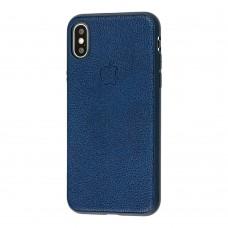 Чехол для iPhone X / Xs Leather cover синий
